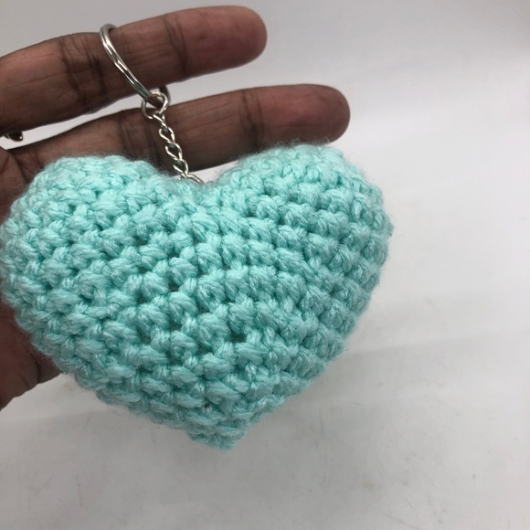 Crochet Heart Keychain, Bag Accessories, Heart Bag Charm - Picture 3 of 13